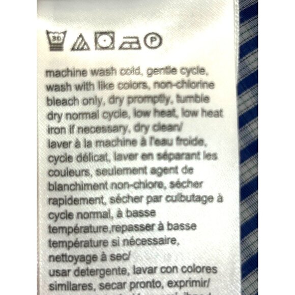 Calvin Klein Men’s Button Up Casual Shirt M Navy White Checkered 15.5 “ Neck LS - Picture 10 of 14